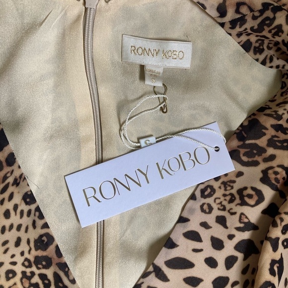 Ronny Kobo Leopard Bernadette Dress Chiffon Leopard Print Maxi Dress NWT - Picture 10 of 12